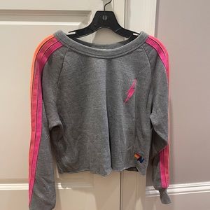 Aviator Nation size xs five stripe cropped sweatshirt